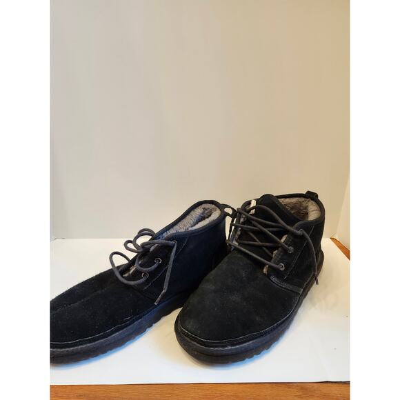 UGG Neumel Suede Boots Men's‎ 12 Black Fur Lining Boot UK 11 F270161 - Picture 1 of 9